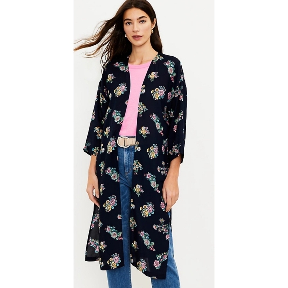 Loft Bouquet duster Navy Size XS/S